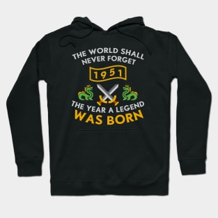 1951 The Year A Legend Was Born Dragons and Swords Design (Light) Hoodie